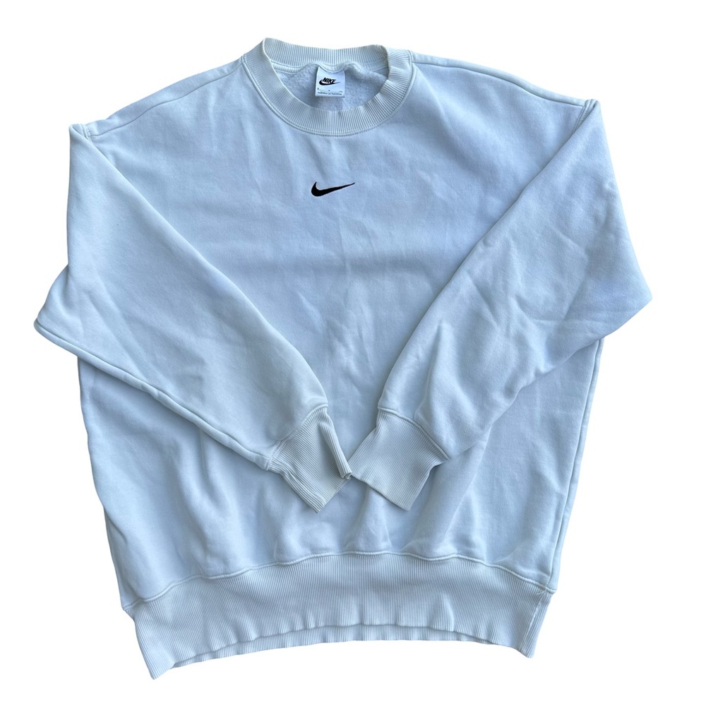 Nike White Embroidered Center Swoosh Sweater